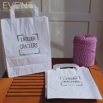 Sac en papier blanc  "L'Atelier Crackers"